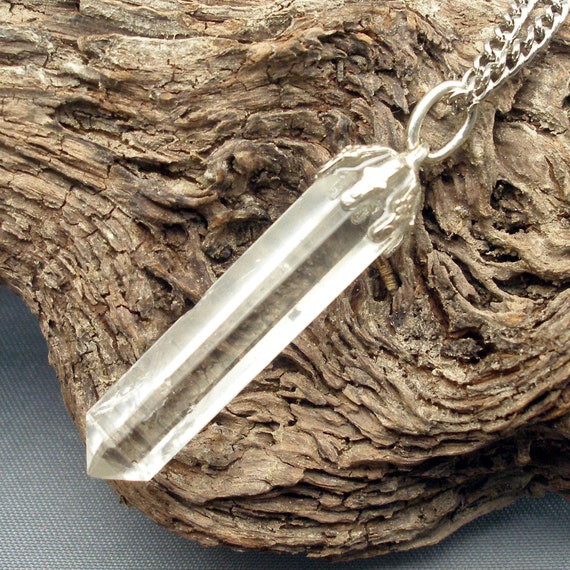 Sterling silver on sale clear quartz pendant