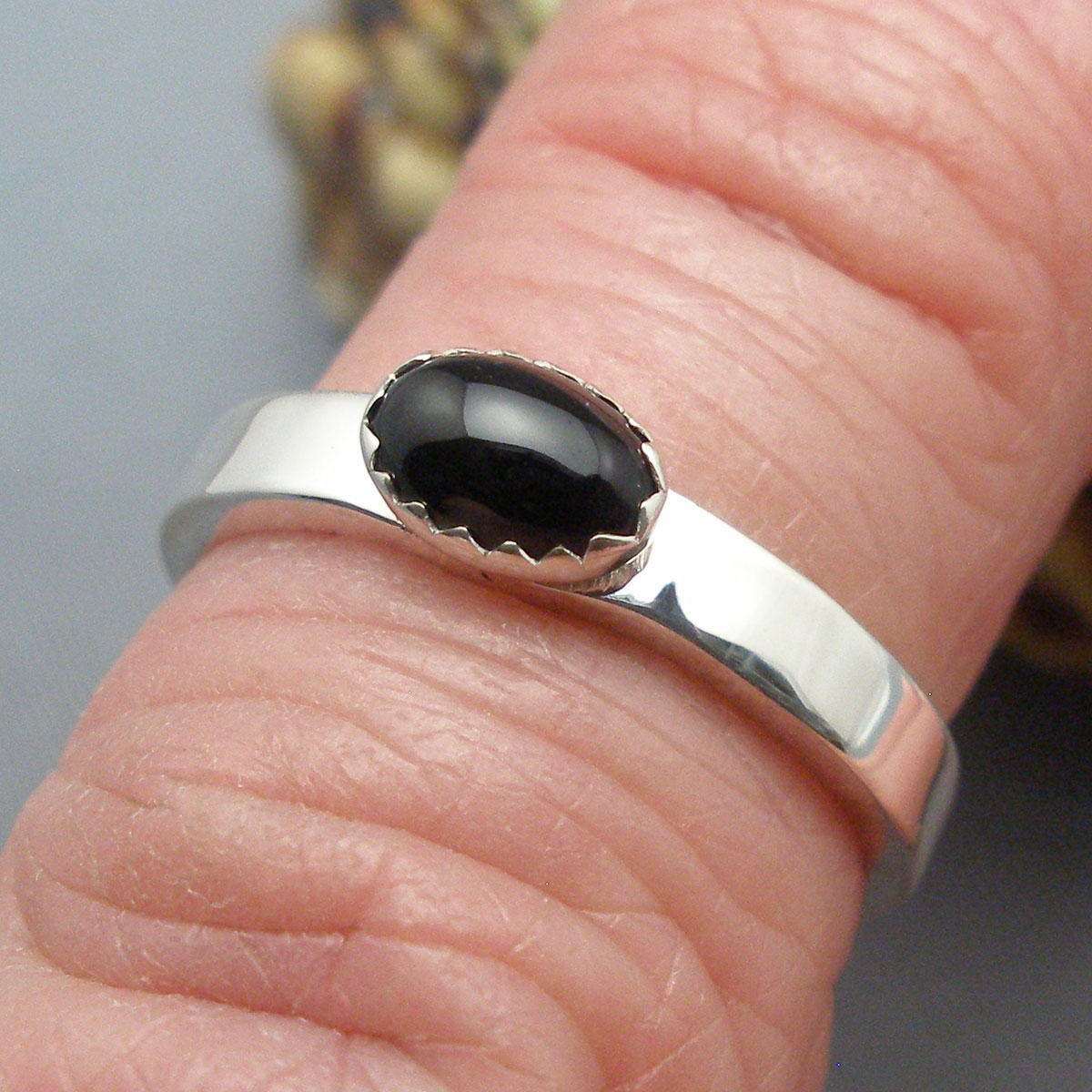 Black Onyx Ring Hand Crafted Recycled Sterling Silver Simple Etsy
