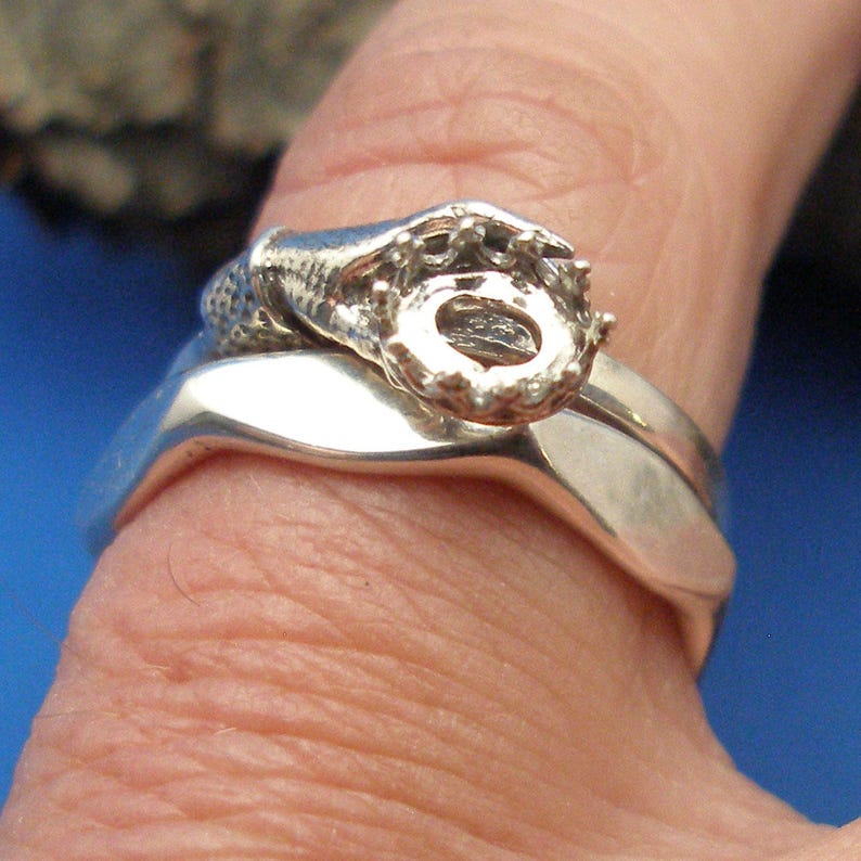 Recycled sterling silver June birthstone Red Moonstone Art Nouveau Style Ladies Gloved Hand ring Peach Salmon Cancer Libra Scorpio