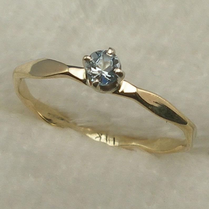 Aquamarine 14k Gold Baby Keepsake Ring Size 00 Hand Crafted Etsy