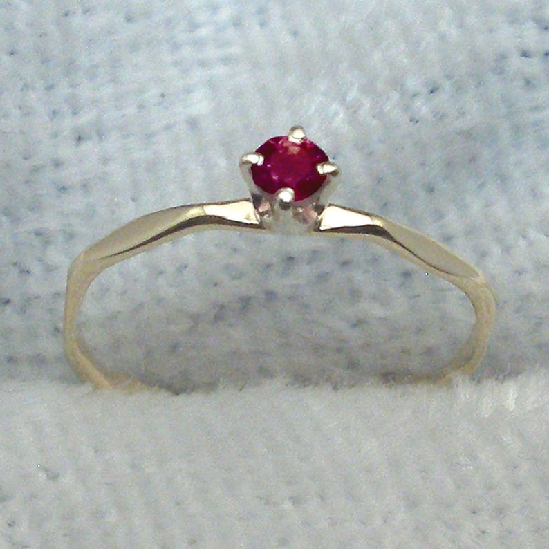 white Garnet 14k Gold Baby Keepsake Ring size 0 or 1 handmade hammered 14 K yellow or rose gold January Birthstone
