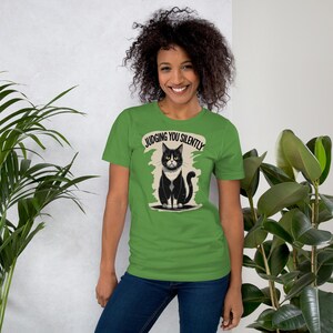 Judging You Silently Cat T-Shirt: Funny Sarcastic Pet Owner Tee