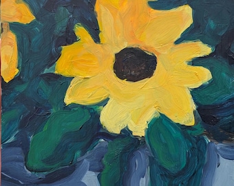 Original Artwork, Yellow Floral Oil Painting - Small Works, Plein Air