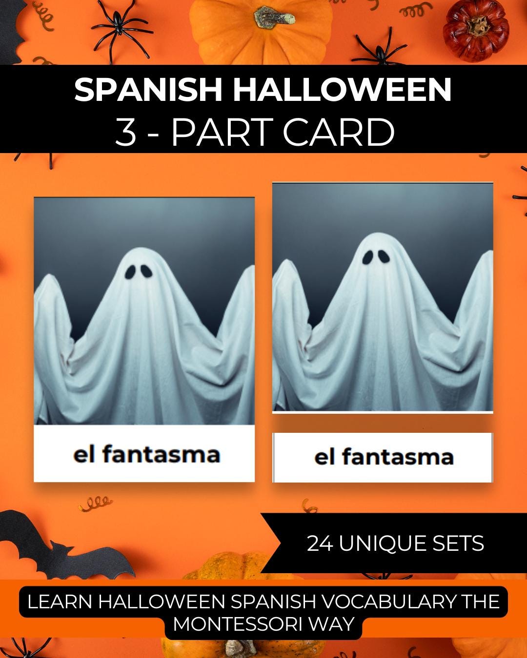 Spanish Halloween 3-part Cards Preschool Spanish Halloween Vocabulary ...