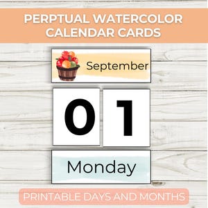 Perpetual Calendar Circle Time Activity Preschool Classroom Calendar Kindergarten Classroom Decor Printable Months of the Year Cards