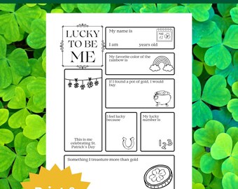 St. Patrick's Day Aktivität Lucky Me Alles über mich Vorschule Printable Kindergarten 1.Klasse 2.Klasse 3.Klasse Homeschool