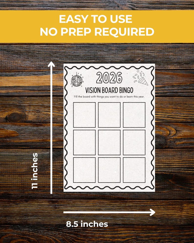 Family Vision Board 2026 Blank Bingo Printable Family New Year's Goal ...