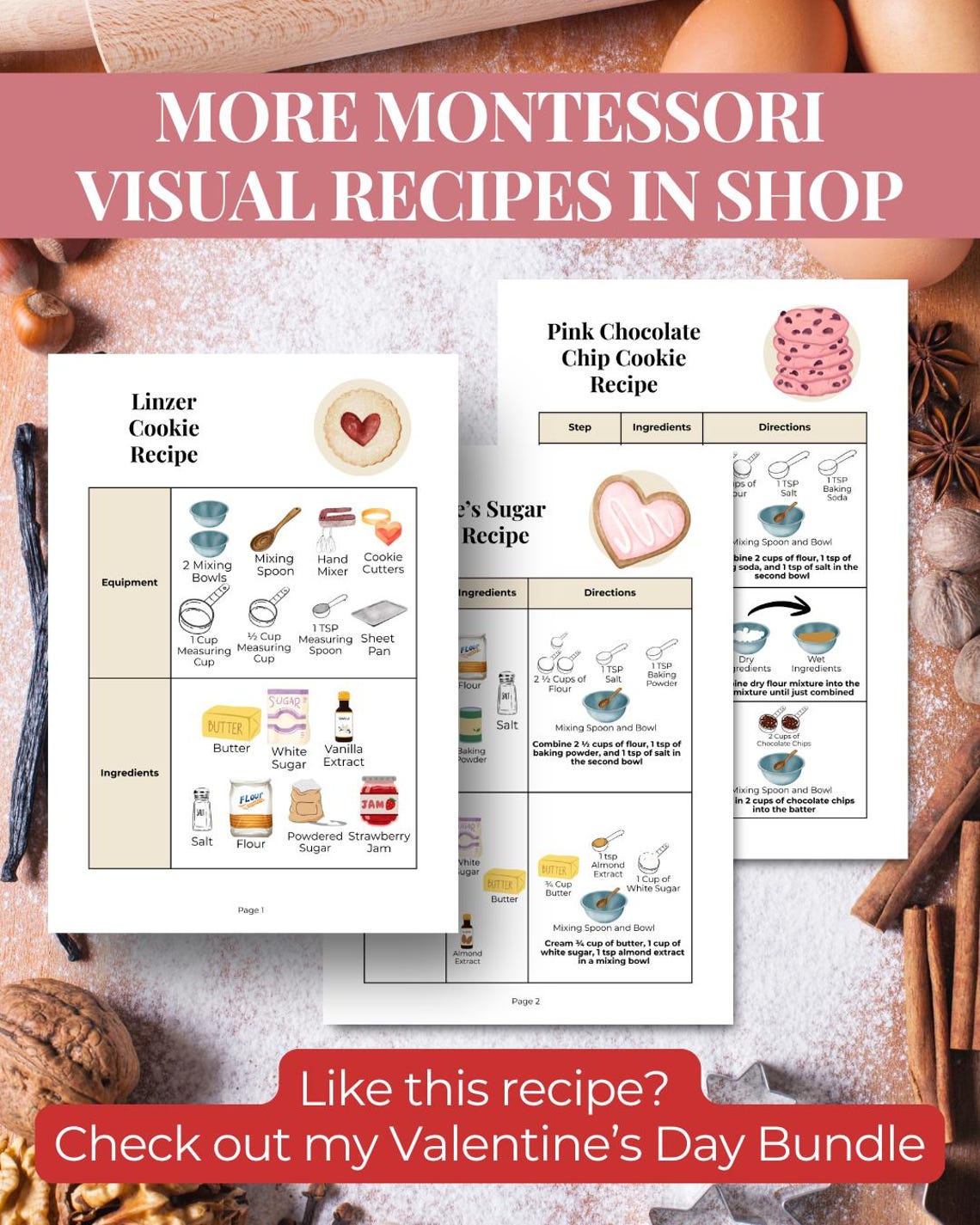 Montessori Visual Recipe Cards for Pumpkin Bread Banana Bread Step by ...