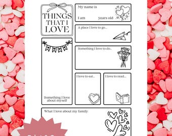 Valentinstag Valentinstag ganz über mich Druckbare Valentinstag Aktivitätsmatte Vorschule Kindergarten 1.2.3