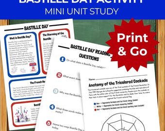 Bastille Day Mini Unit Study French Revolution Printable Bastille Day Reading Comprehension Homeschool History Activity France Unit Study