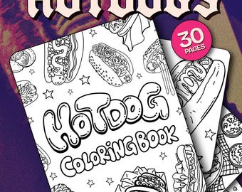 Hotdog Coloring Book: 44 Fun Illustrations (PDF Digital Download)