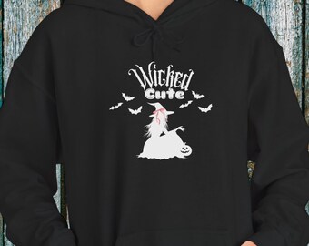 Wicked Cute Halloween Hoodie, Sweatshirt for Girls Trip Spooky Season, Perfect for Costume Parties, Trick-or-Treating