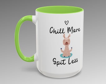 Funny Llama Mug: Chill More, Spit Less - Zen Meditation Gift