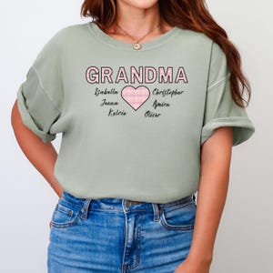 Custom Grandma Comfort Colors Shirt: Personalized Grandchildren Names Gift