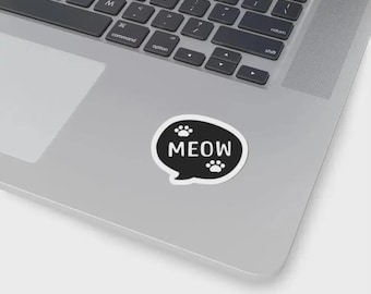 Cat Lover Stickers: 'MEOW' Design, Glossy Vinyl Decals
