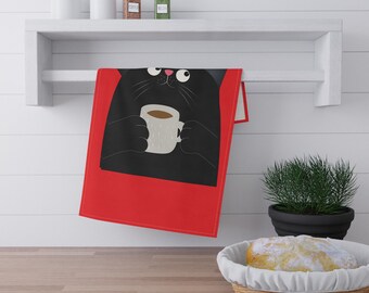 Cat Coffee Towel: Funny Kitchen Decor - Gift for Cat Mom