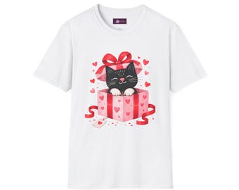 Camiseta con caja de regalo de gatito de San Valentín