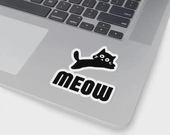 Black Cat Meow Kiss-Cut Vinyl Stickers