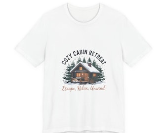 Cozy Cabin Retreat Tee | cabin vibes shirt, mountain silhouette design