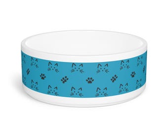 Comedero personalizado para mascotas: plato de cerámica con estampado de pata de gato