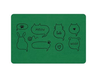 Whimsical Pet Food Mat: Cat & Dog Design Dish Mat