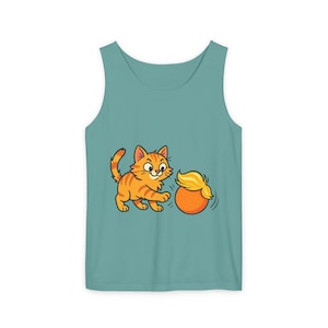 Playful Cat Graphic Tank Top for Summer
