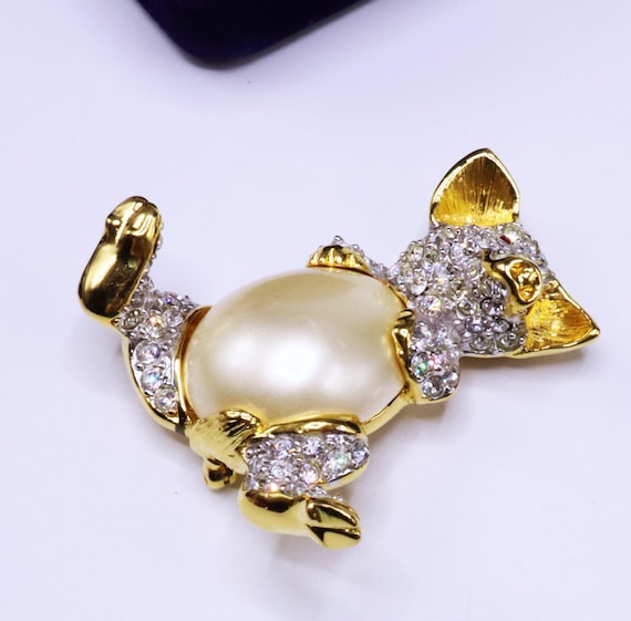 Vintage signed Kenneth Jay Lane KJL gold tone rhi… - image 3