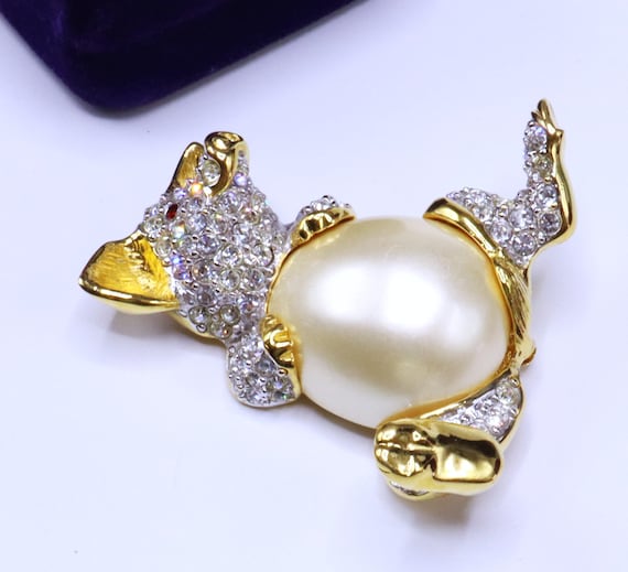 Vintage signed Kenneth Jay Lane KJL gold tone rhi… - image 2