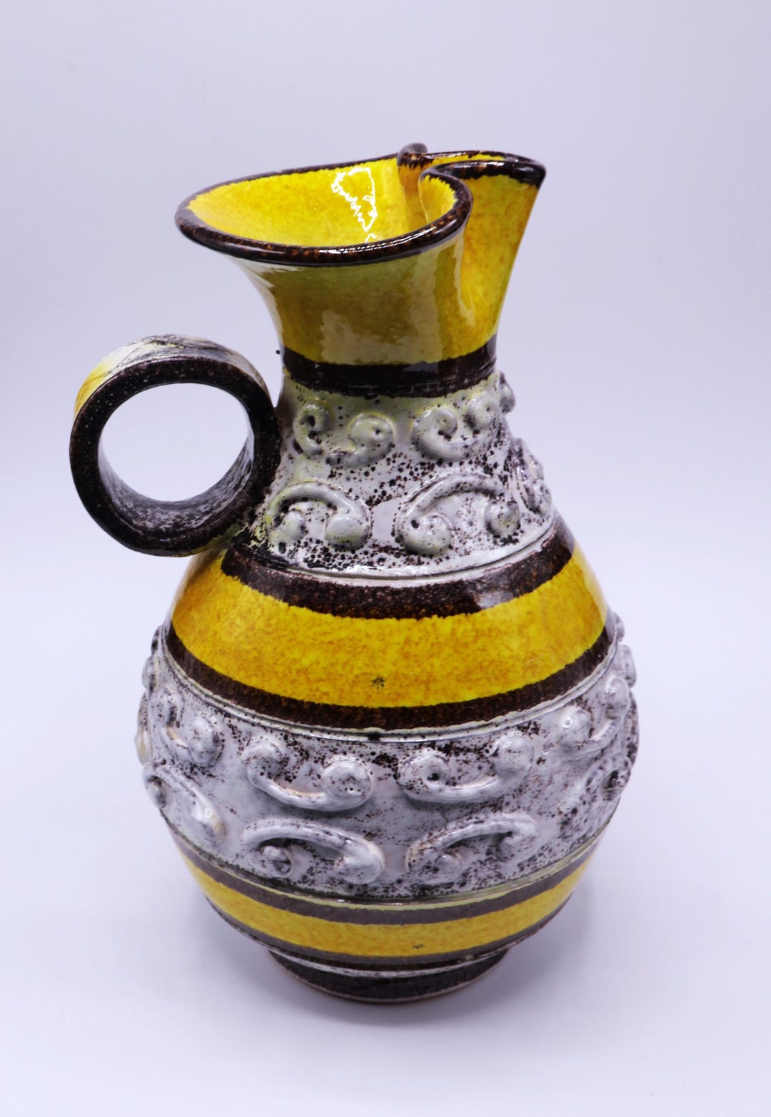 Vintage Mid Century Italian Pottery Pitcher Bitossi Style Ceramic Jug ...