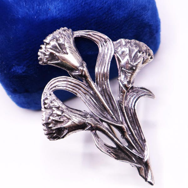 Vintage 40’s marked sterling /750 ? lily flower pin brooch