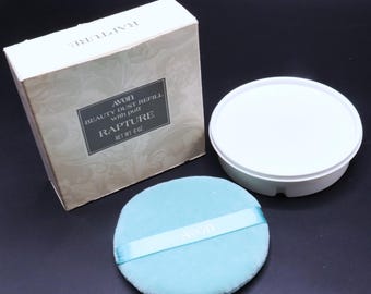 Brand new old stock 70's Avon Regence Beauty Dust Refill powder & aqua puff NOS 6 Oz