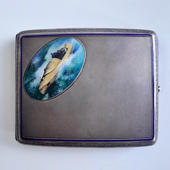 1920s cigarette box Art Deco .950 Fine Silver Engraved Cigarette Case Circa 1920-30's