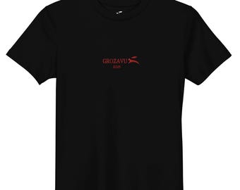 Kids Organic Cotton T-Shirt, Soft Childrens Tee with Reinforced Hems, Minimalist Black Kids Shirt