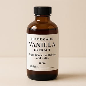 Etichette stampabili per estratto di vaniglia / Etichette fai da te per bottiglie di estratto di vaniglia / Download digitale / Stile minimalista / Etichette regalo per dolci fatti in casa / 8 oz