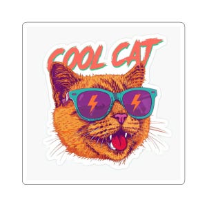 Pegatinas troqueladas de gato con gafas de sol