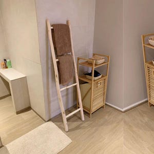 Échelle de couverture en bois faite main : porte-serviettes rustique, décoration bohème