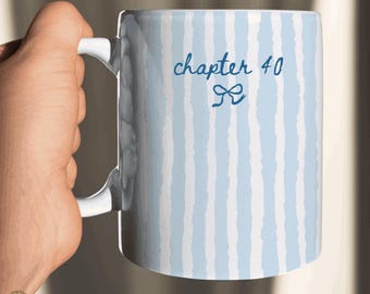 Personalized Chapter 40 Birthday Mug, Custom 40th Birthday Coffee Mug Gift For Her In My Forties Era Minimalist Striped Ceramic Mug
