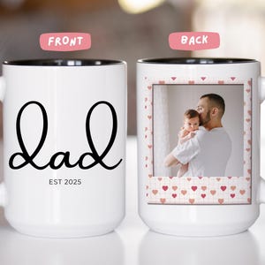 Personalized Photo Mug for Dad, Custom Picture Cup Gift from Kids or Wife, Father&#39;s Day Mug, Dad Birthday Coffee Cup, new dad gift