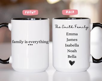 Custom family mug, personalized coffee cup with names, pet family gift, dog cat mug, mom dad gift, custom mug with your text
