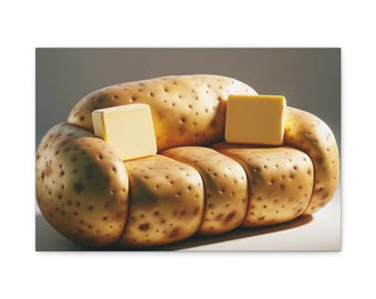 Quirky Potato Couch Canvas Art Print, Fun Home Decor, Unique Gift, Whimsical Wall Art, Perfect for Potato Lovers