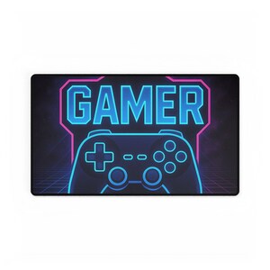 Alfombrilla de ratón para gamer de neón: alfombrilla de escritorio retro Synthwave de los 80