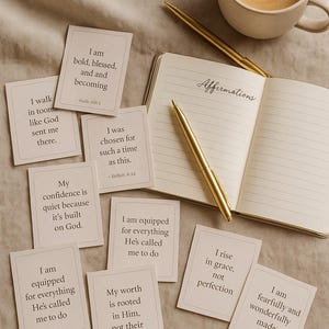 Tarjetas de Afirmaciones de Fe y Confianza / Tarjetas Digitales Imprimibles / Afirmaciones Cristianas para Mujeres / Su Casa Tranquila