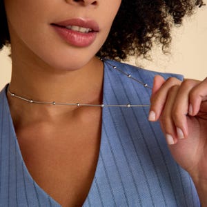 Sterling Silver Bead Choker: Minimalist Layering Necklace