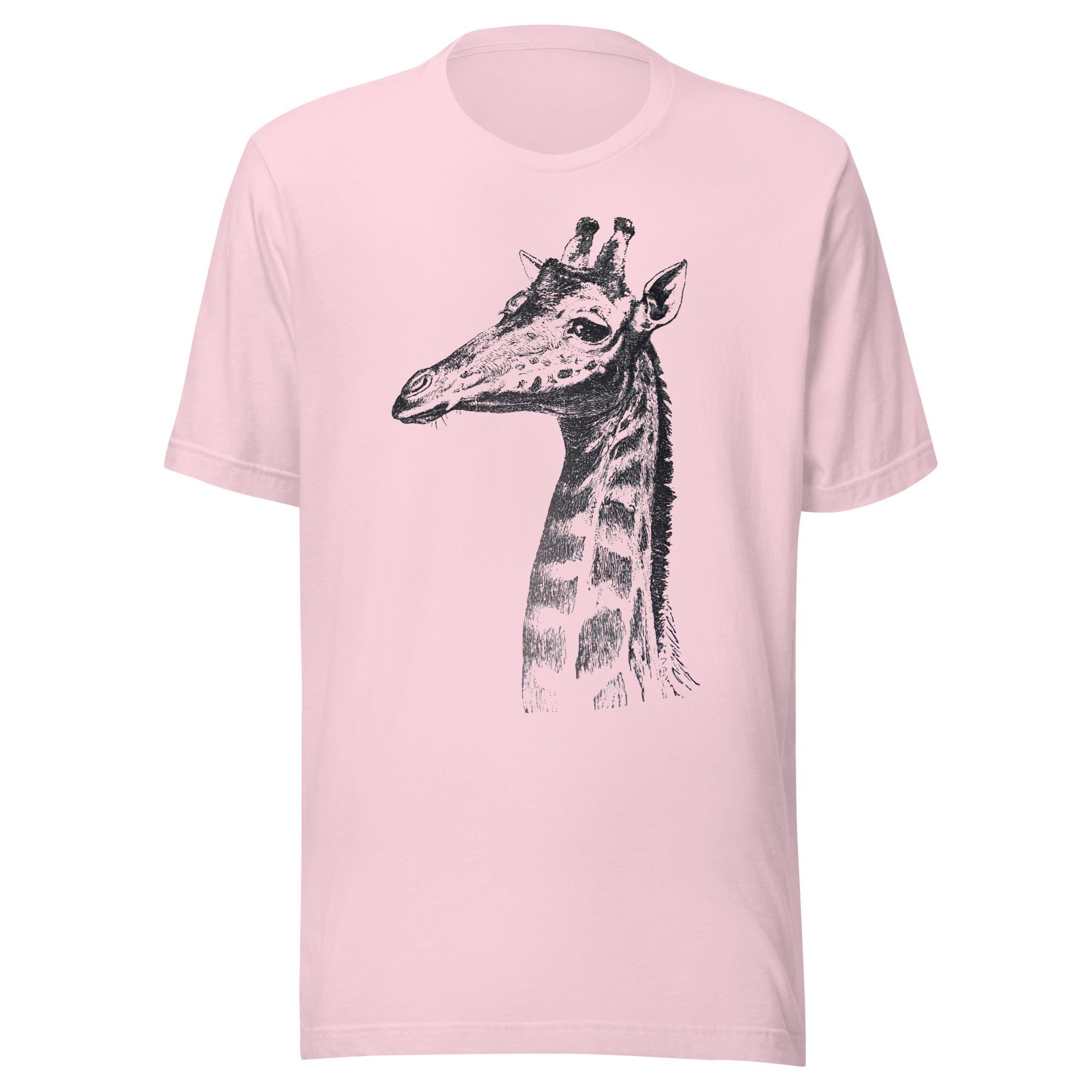 キリンのロングネックの絵柄 背の高いムードのソフトTシャツ ユニ 