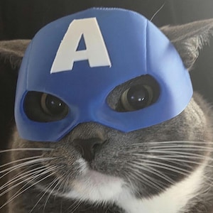 Captain Cat Mask – 3D Printed Superhero Pet Costume | Captain America Inspired Cat Mask for Cosplay, Photos & Halloween | Pet Hero Mask
