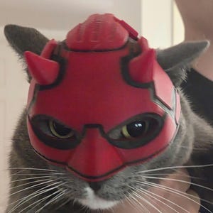 DAREDEVIL Cat Mask – 3D Printed Superhero Cosplay Prop for Cats | Spider Hero Inspired Costume Mask | Feline Cosplay Accessory