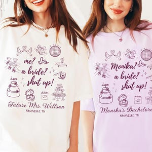 Custom Bachelorette Comfort Colors Shirts, Personalized Bachelorette Shirt, Custom Bach Party Tee, Trendy Bridal Crew Me A Bride Shut Up Tee