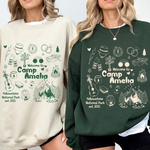 Custom Camp Bachelorette Party Sweatshirt, Mountain Bride Camp, Camping Bachelorette Hoodie, Girls Trip Sweatshirts, Hiking Bridal Party