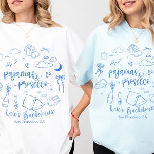 Pajamas and Prosecco Comfort Colors Shirt: Girls Night Spa Party Tee