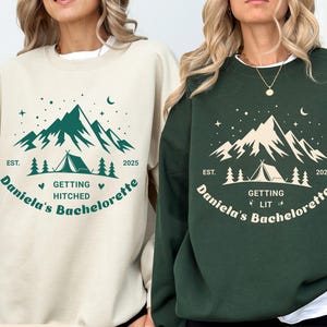Customized Camp Bach Sweatshirt, Vintage Camp Bachelorette Shirt, Custom Camping Bachelorette Shirt, Outdoor Mountain Bride Tee, Hiking Bach